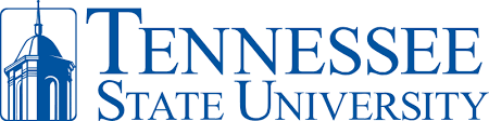 Logo of Tennessee State University featuring a stylized dome building illustration on the left and the university name in blue text on the right, highlighting its commitment to education degrees.